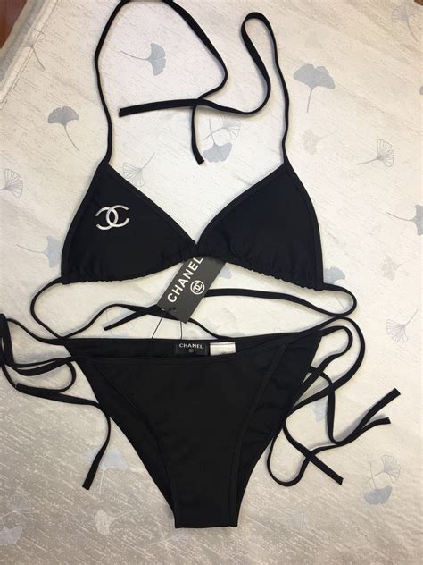 chanel bikini schwarz weiß|chanel bathing suits.